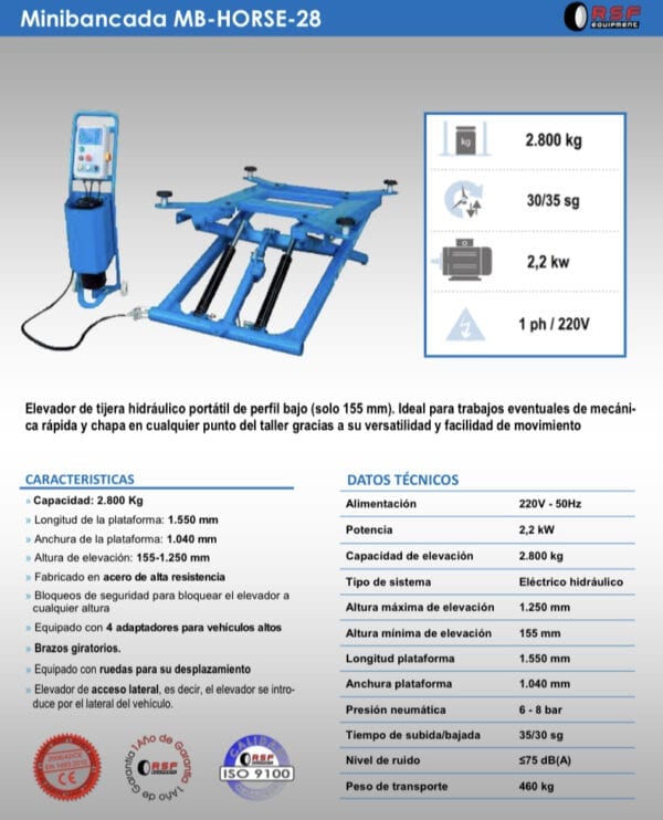 Elevador de Tijera Hidráulico Portátil de perfil bajo RSF - Imagen 2