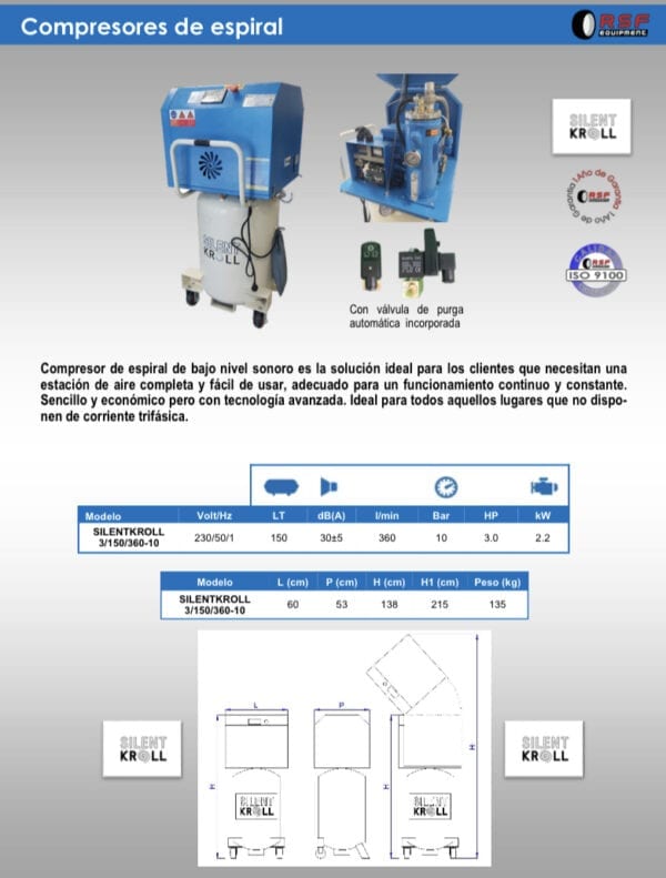 Compresor de espiral RSF SILENTKROLL 3HP - Imagen 2