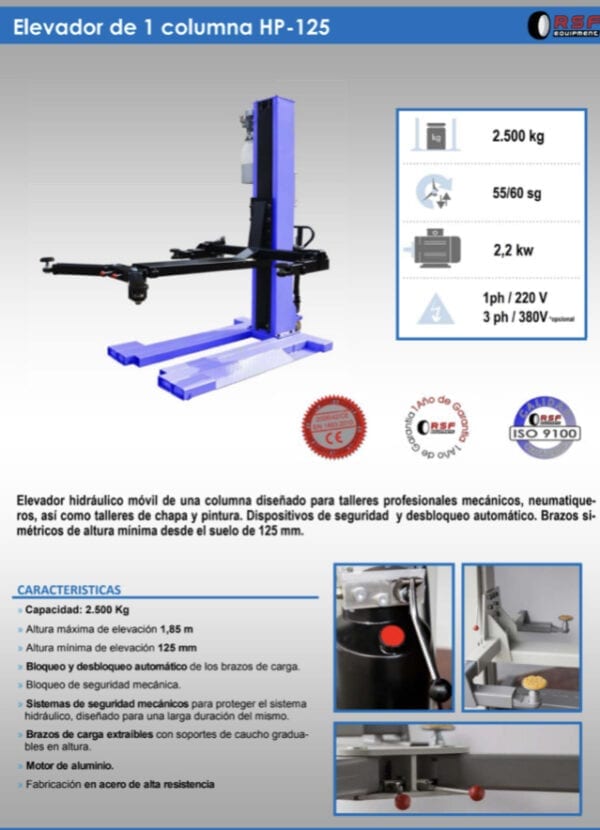 Elevador hidráulico de una columna RSF - Imagen 2